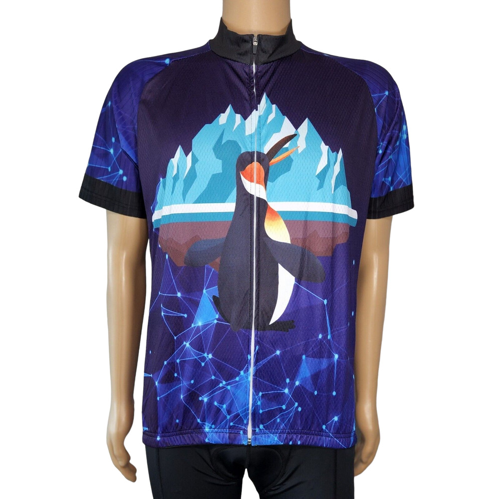 Cyhaen CoolMax Cycling Jersey SS Men's XXL Zip Front Back Pockets NWT Penguin